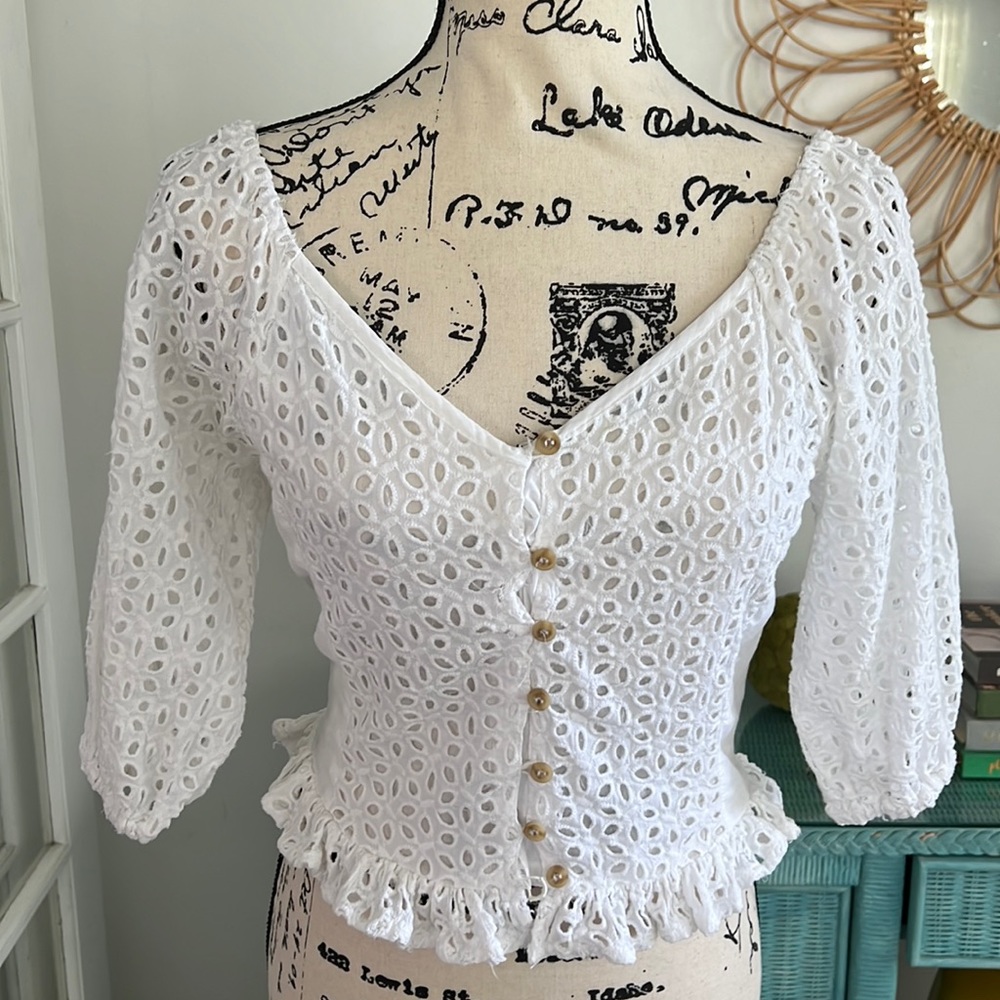 White eyelete  blouse
